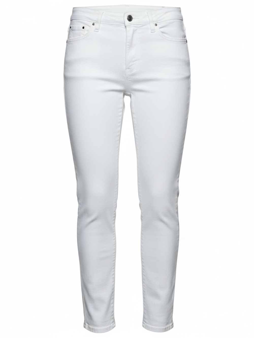 WHBM White Denim Skimmer Jeans Slim Fit Straight Ankle Cigarette Pant Trendy 14